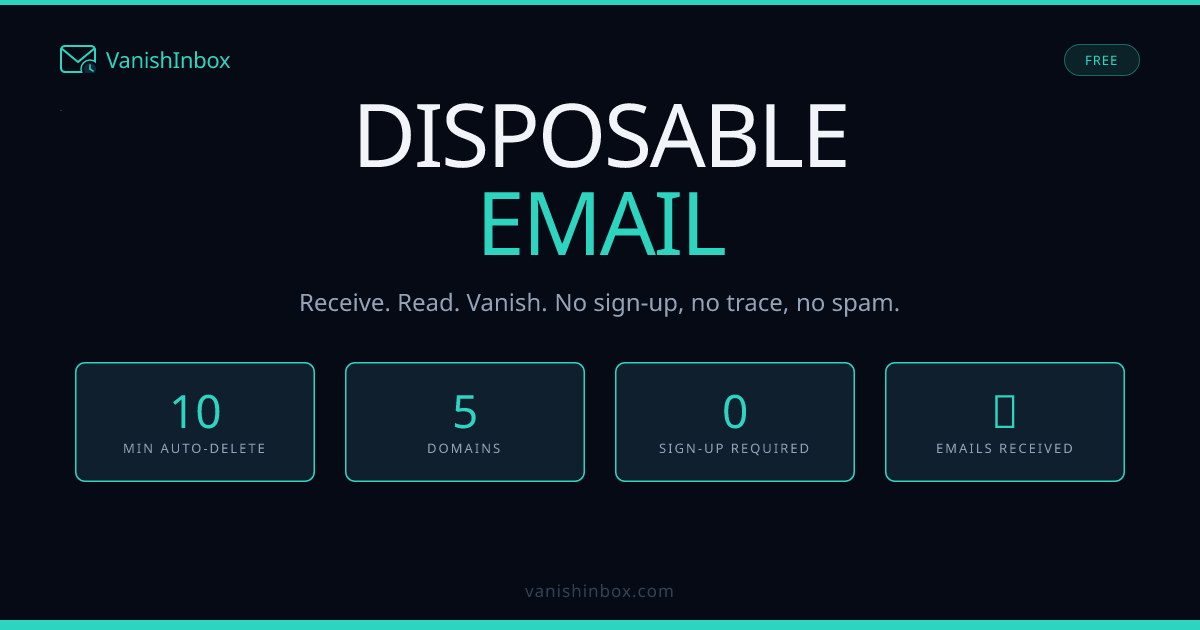 VanishInbox — Free Temporary Email Address | Disposable Inbox